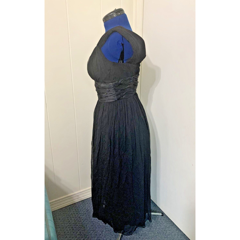 MAGGY LONDON WOMEN'S ELEGANT Silk DRESS BLACK ONE SHOULDER SIZE 8 Crepe Party - Picture 2 of 6